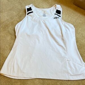 Fila Women's White and Black Tank Top